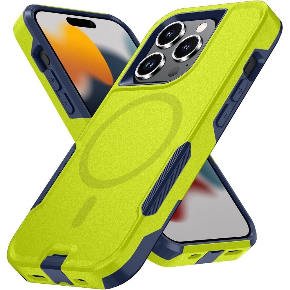 Tian Yi Magnetic Shockproof Case for iPhone 15‎ Pro Max MagSafe Lime Green Blue